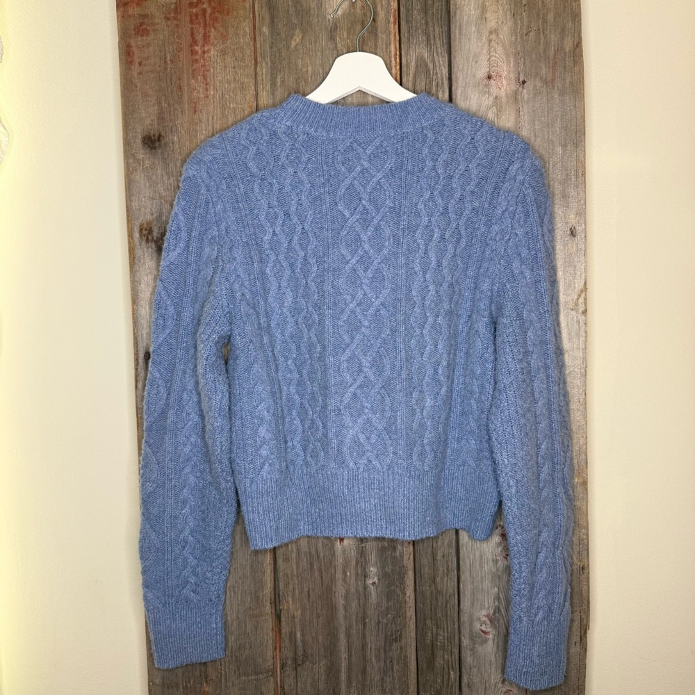 Favorite Daughter Wool and Cashmere Blend Cable Knit Sweater Light Blue size S - Picture 5 of 12